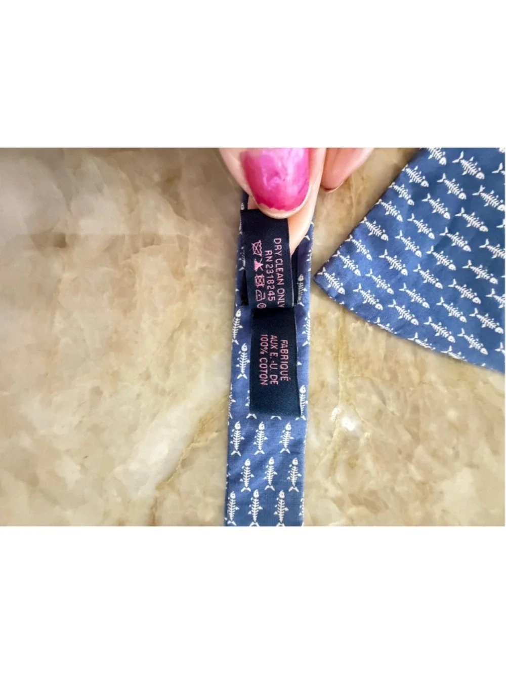 Vineyard Vines shark Blue & White Fishbone Bow Tie multiple and adjustable size
